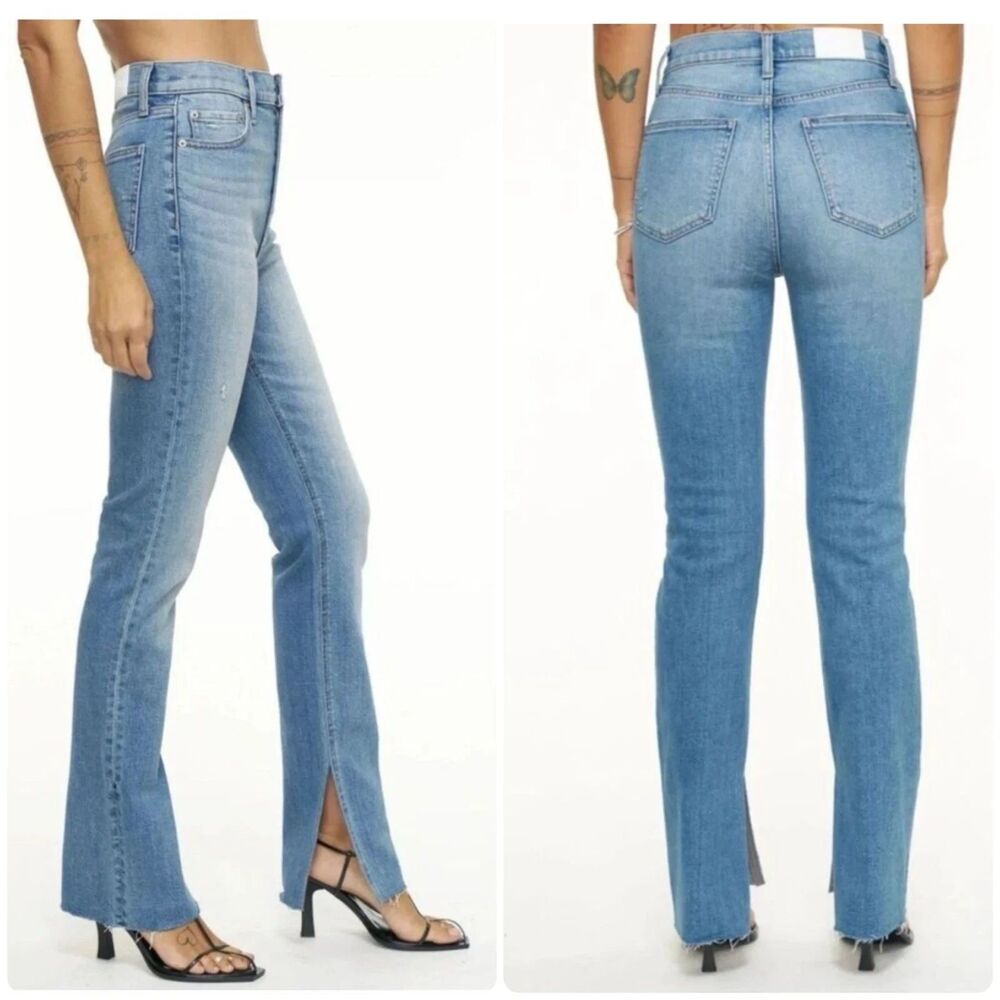 PISTOLA Colleen High Rise Slim Boot in Tower Raw Split Hem Jeans Size 30